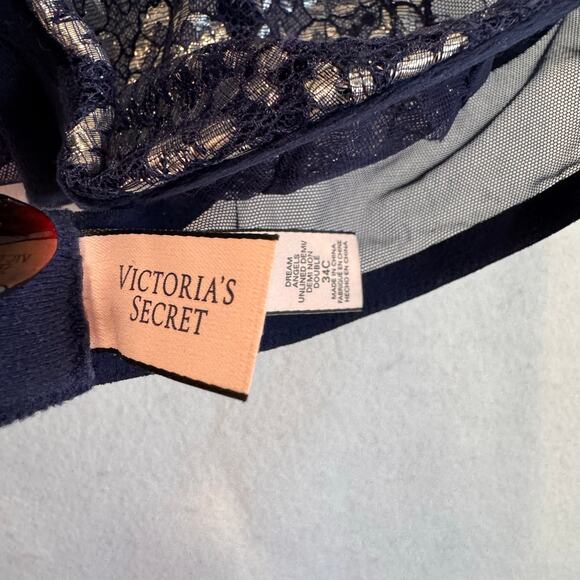 Victoria’s Secret Dream Angels Navy Lace High Neck Bralette Unlined Demi 34C - Picture 5 of 6